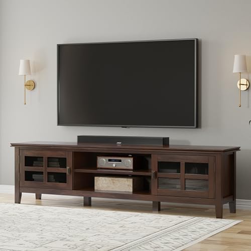SIMPLIHOME Artisan 72" Wide Solid Wood TV Stand in Russet Brown - Image 2