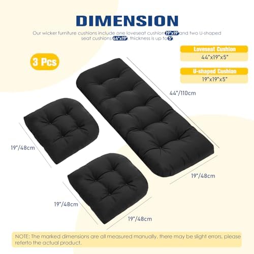 Wicker Furniture Cushions Outdoor, Patio Seat Chair Pads, Waterproof - Image 2