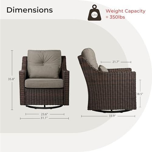 CHITA Patio Wicker Chair, 360° Rocking Swivel Outdoor Rattan Chair - Image 6