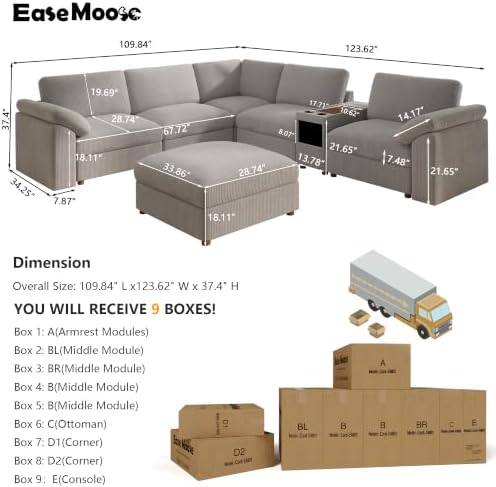 EASE MOOSE Oversized Sectional Modular Sofa, Large v Shape Sectional Couch - Image 2