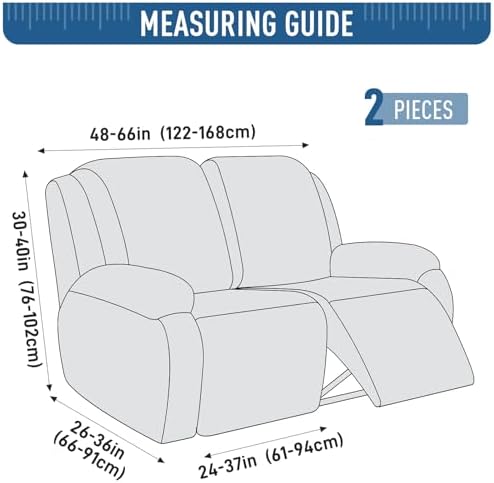 TAOCOCO Recliner Loveseat Cover, Stretch Jacquard Reclining Loveseat Cover - Image 2