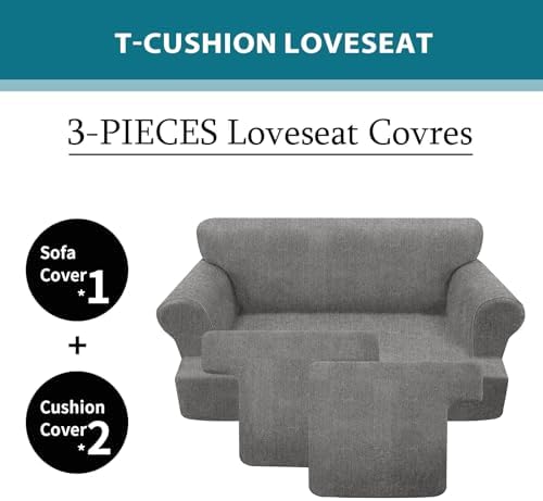 T Cushion Loveseat Slipcover 3 Pieces Sofa Covers - Image 4