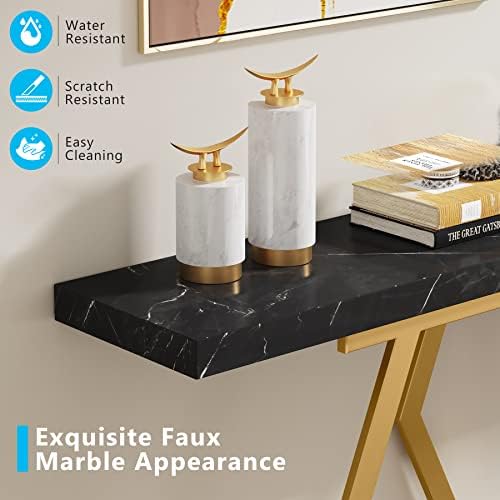 Tribesigns 70.9 Inch Extra Long Sofa Table，Black and Gold Console Table - Image 6