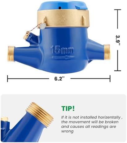 DN15 1/2" NPT Water Meter, Lead Free Meter, Cold Water Meter - Image 4