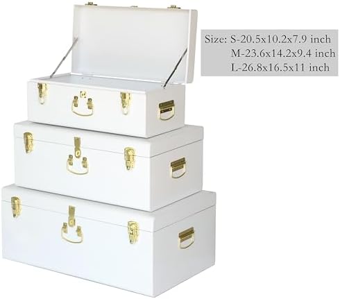 Vixdonos Decorative Box Set of 3 Metal Trunks Chest - Image 2