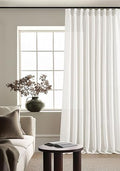 TWODRAPES Beige White Pinch Pleated Semi Sheer Linen Curtain 1 Panel 60x108 by TWODRAPES