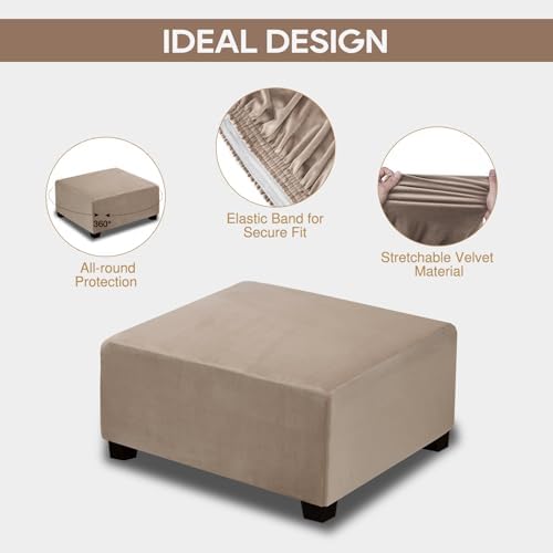 NeColorLife Velvet Square & Rectangular Ottoman Cover - Image 2