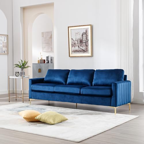 Velvet Couch Living Room Furniture, 85.4 inch Comfy Velvet Tufted 3 Seater by Deolme