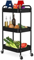 3-Tier Rolling Cart, Metal Utility Storage Carts by PNVXNUS