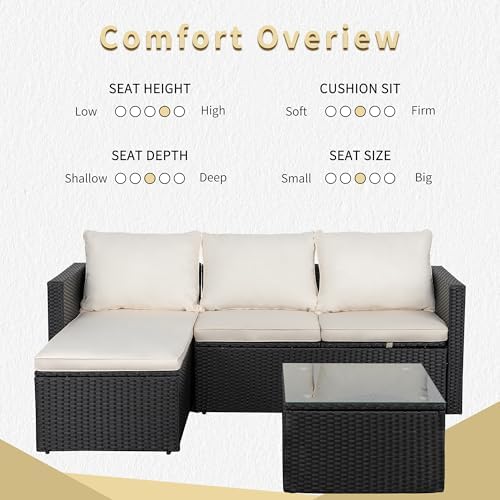 JAMFLY 3-Piece All-Season Wicker Patio Sectional Sofa Set - Image 7