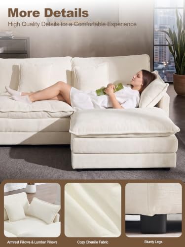 Loveseat Sofa Cloud Sofa Couch, 2 Seat Deep Seat L Shaped Couch - Image 7