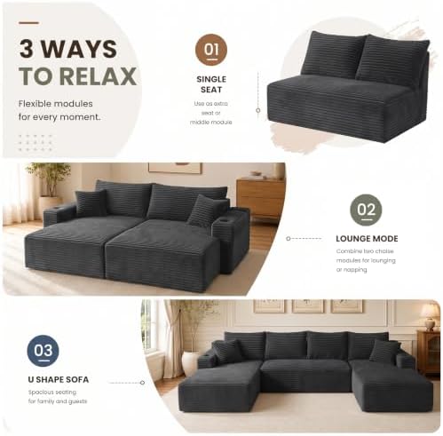Yafylly 134" U Shaped Sectional Sofa - Image 3