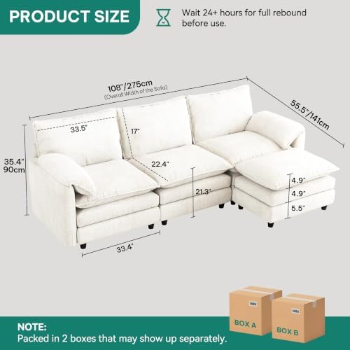 YITAHOME 108" Cloud Sectional Couches - Image 2