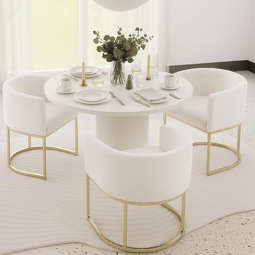 HNY Mid Century Modern Upholstered Barrel Dining Chairs by HNY