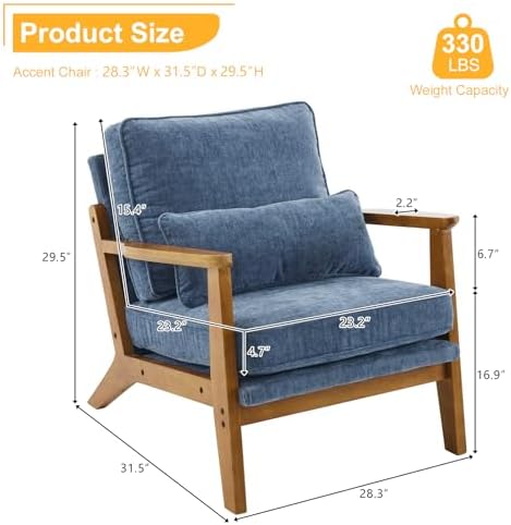 Karl home Mid-Century Lounge Accent Chair, Dusty-Blue - Image 2