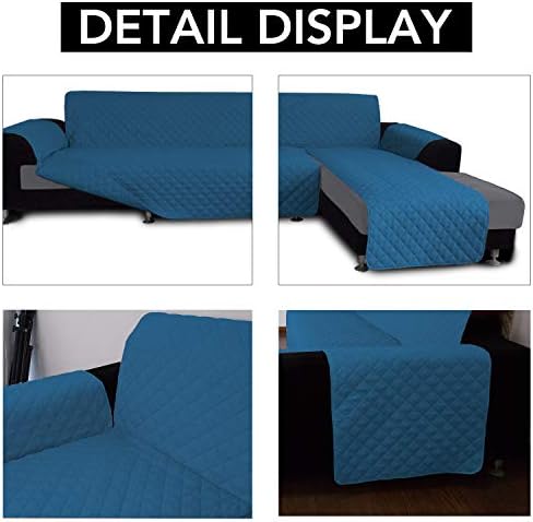 Easy-Going Reversible L-Shape Sectional Couch Cover, Peacock Blue - Image 3