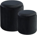 BLEXA Round Ottoman with Storage, Velvet Vanity Stool by OUSADOU