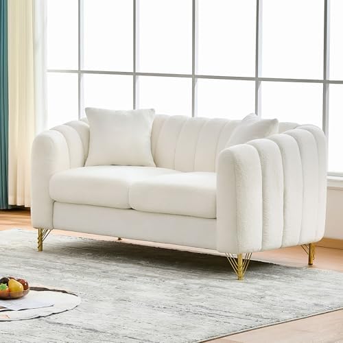61.5" Oversized Modern Loveseat Sofa, Teddy Tufted Couch - Image 3