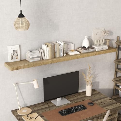 Acovy 72" Unfinished Solid Reclaimed Wood Floating Shelves, Rustic Heavy-Duty - Image 6