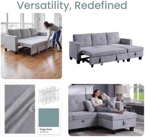 82'' Queen 3-Seat Pull Out Sleeper Sofa Bed - Image 4