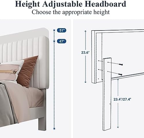 Allewie King Bed Frame, Velvet Upholstered Platform Bed - Image 6