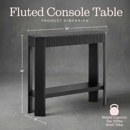 Alaterre Furniture Fluted Solid Wood Console Table, 36”x12”x32” - Image 2