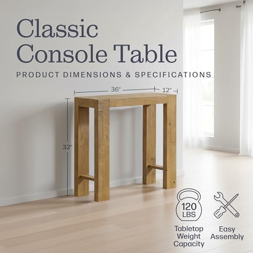 Alaterre Classic Solid Wood Entryway Console Table, 36 Inch - Image 2
