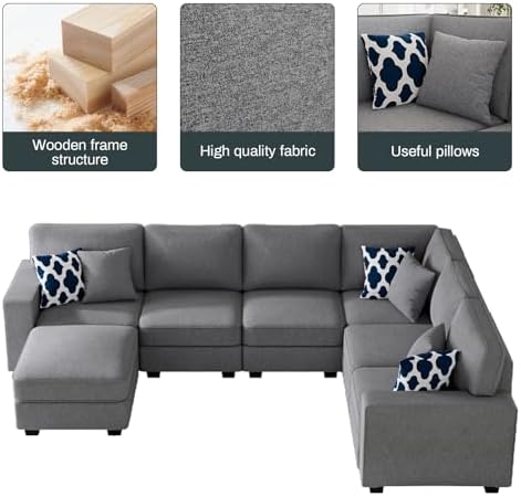 Legend Vansen Oversized Modular Sectional Sofa, U/L‑Shaped Reversible Couch - Image 5