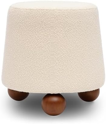 Tov Furniture Jaine Round Boucle Upholstered Stool - Image 3