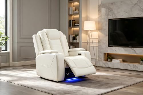 Power Recliner Chair Set, Leather Reclining Sectional Couches by COSYMOORFURNITURE