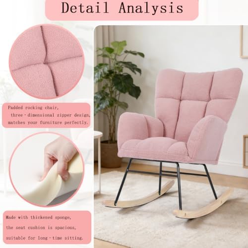 Teddy Upholstered Glider Rocking Chair, Comfy Accent Armchair - Image 3