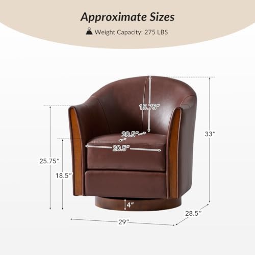 HULALA HOME Genuine Leather Swivel Accent Chair - Image 2