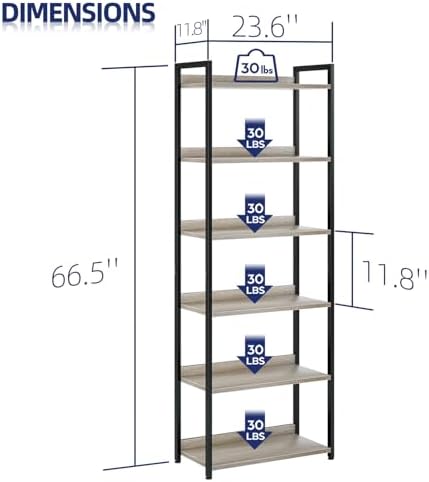 NUMENN Bookshelf, 6 Tier Freestanding Shelving Unit - Image 3