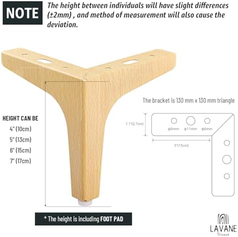 La Vane 6 Inch Diamond Triangle Metal Furniture Legs 4PCS- Heavy Duty Iron - Image 5