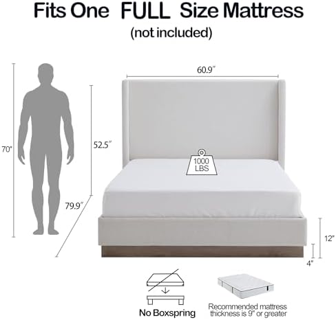 Full Boucle Bed Frame with 52.5" Tall Headboard - Image 2