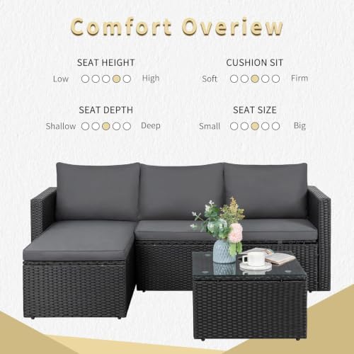 JAMFLY 3-Piece All-Season Wicker Patio Sectional Sofa Set - Image 7