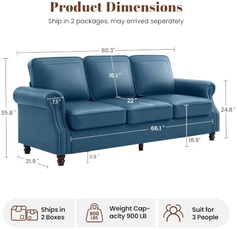 Kingfun Faux Leather 3 Seater Sofa - Image 2