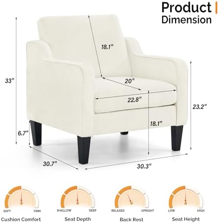 VINGLI Accent Chairs Set of 2, Modern Traditional Armchair - Image 3