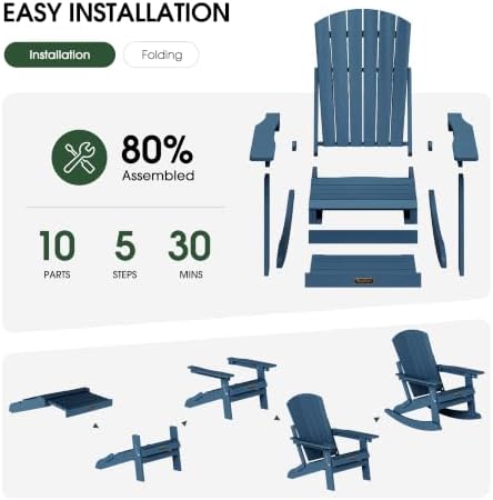 4-in-1 Adirondack Rocking Chair, - Image 6