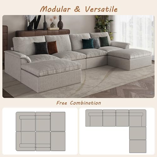 EASE MOOSE 147" U Shaped Boneless Sofa, Sectional Couches - Image 5