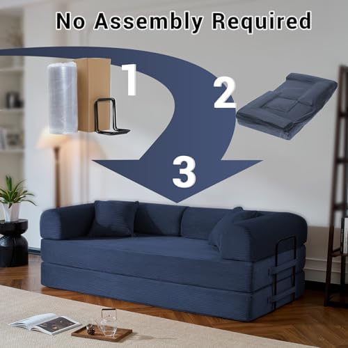 79" Convertible Futon Sofa Bed, 5-in-1 Boneless Couch - Image 5