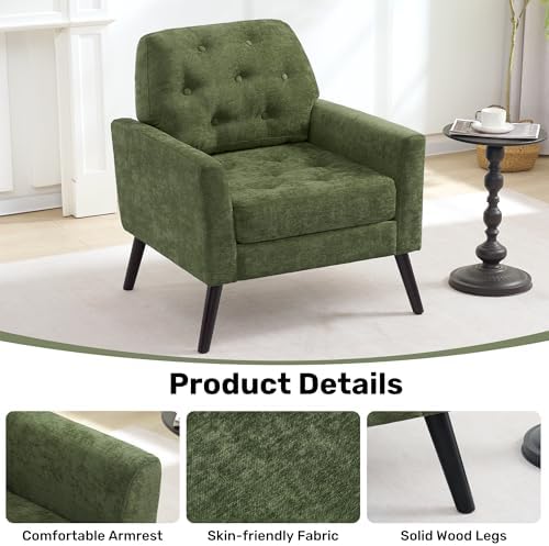 Accent Chair Set of 2, Mid Century Modern Living Room Chairs Reading Chair - Image 4