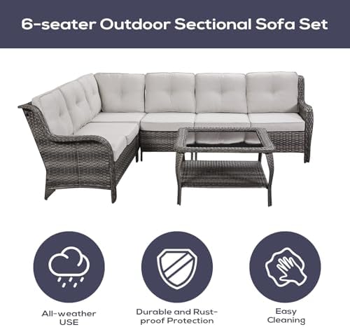 Belord Patio Furniture Set 6 Seats, Outdoor Swivel Rocker Patio Chairs - Image 6
