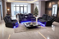 Power Recliner Sofa Set with LED, 3 Pieces Sectional Couch, Breathing Leather by COSYMOORFURNITURE