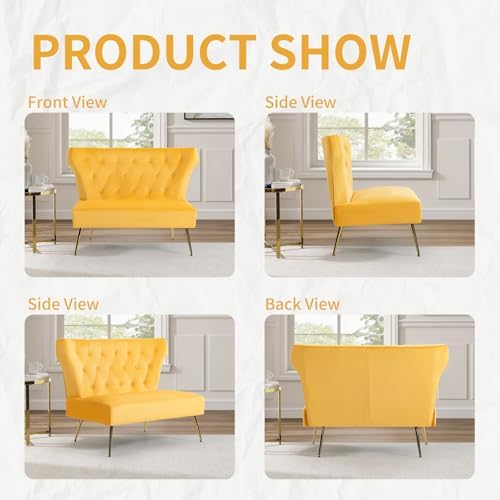 45’’ Velvet Modern Armless Loveseat - Image 5