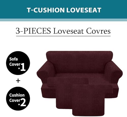 T Cushion Loveseat Slipcover 3 Pieces Sofa Covers - Image 3