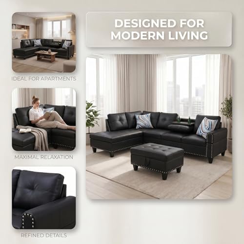 97.5" L-Shaped Modular Sectional Sofa - Image 4