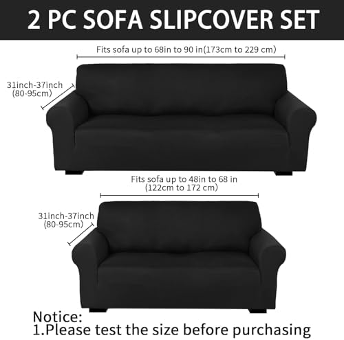 Peryiter 2 Pcs Couch and Loveseat Sofa Covers, Milk Silk - Image 2