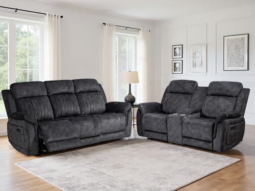 Zero Gravity Power Reclining Sofa Set, 3-Seater Reclining Couch by CALIVIA