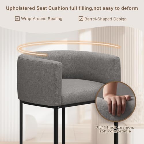 26" H Counter Height Bar Stools Set of 3, Modern Barrel Counter Stools - Image 5